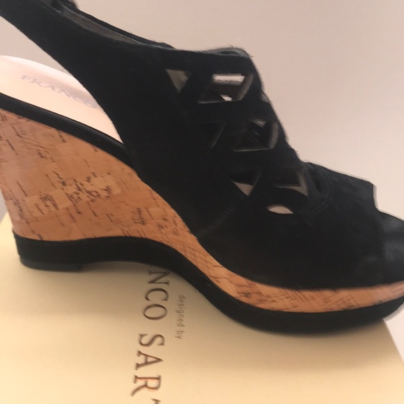 FANCO SARTO SASHA WEDGE, BLACK SUEDE, SZ 7 - Picture 4 of 7
